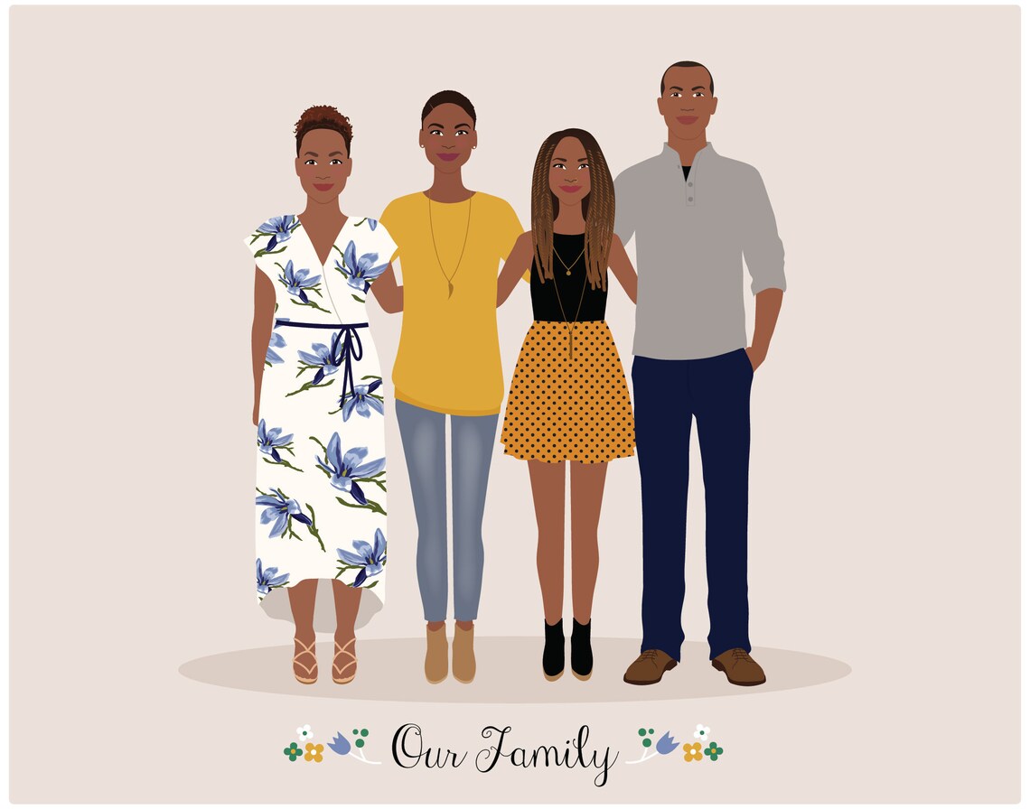 Modern Illustration of Four Women Our Family Portrait Poster