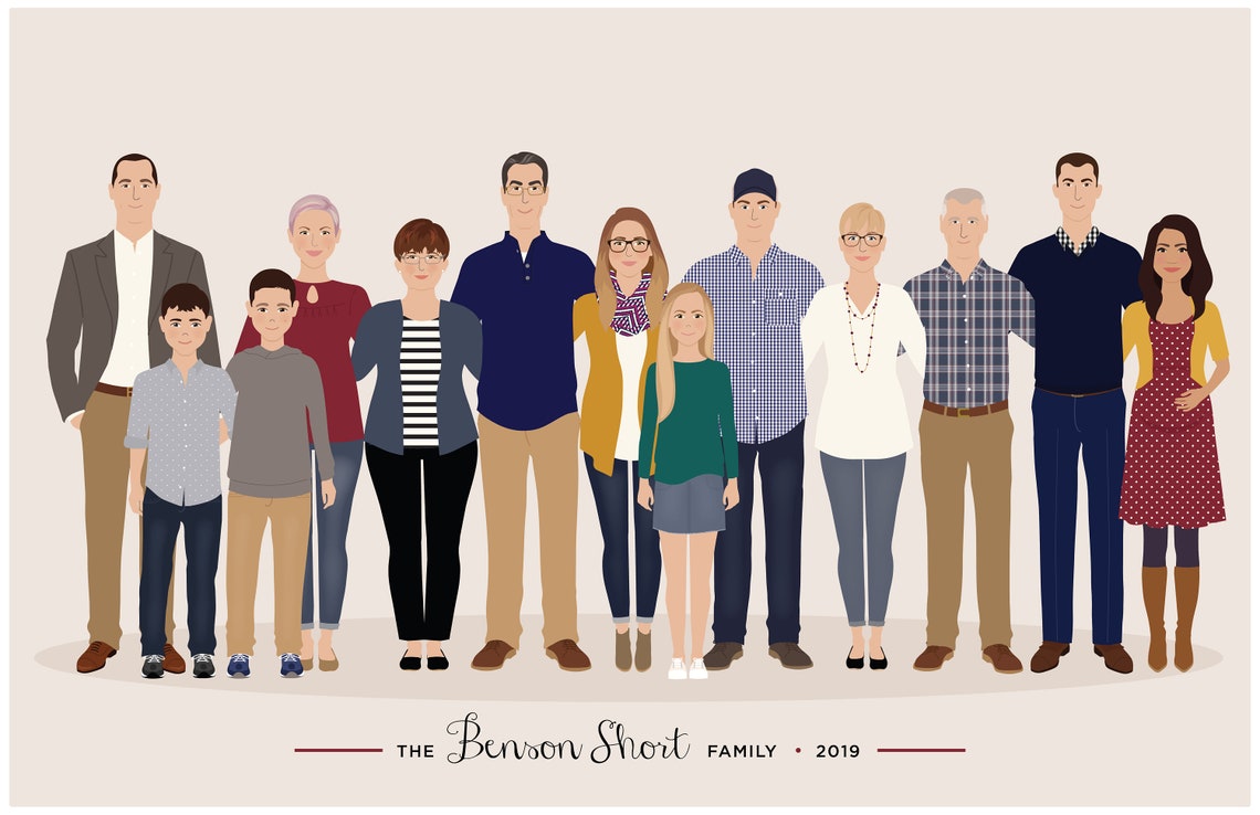 Custom Family Portrait - Family Drawing - Image 2