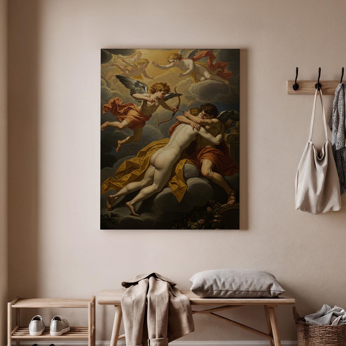 Cupid and Psyche Romantic Embrace Classical Mythology Art Poster