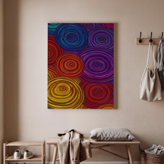 Colorful Spiral Art Canvas Abstract Swirl Print Vibrant Circle Artwork Modern Decor Wall And Home