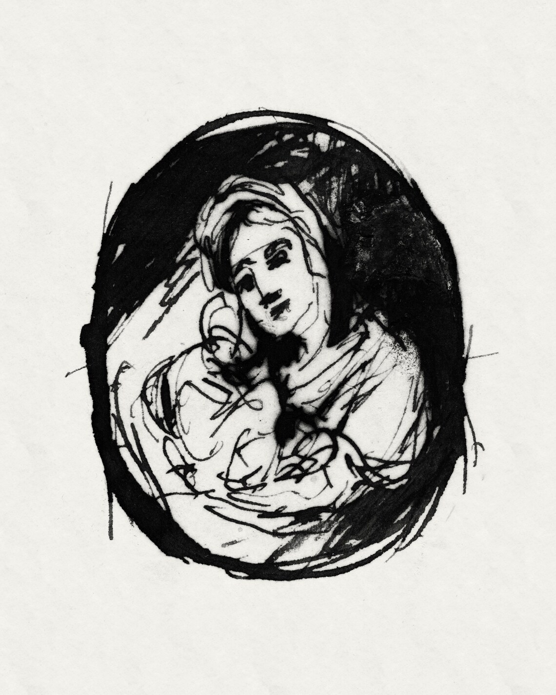 Madonna And Child Minimalist Christmas Art Print - Image 2