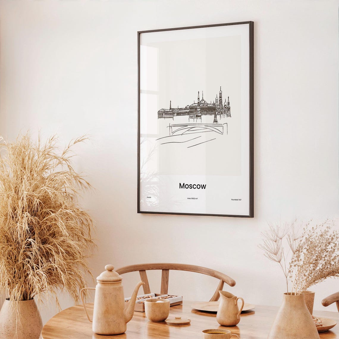 Moscow Russia Kremlin Minimalist Line Drawing Landmark Poster - Image 3