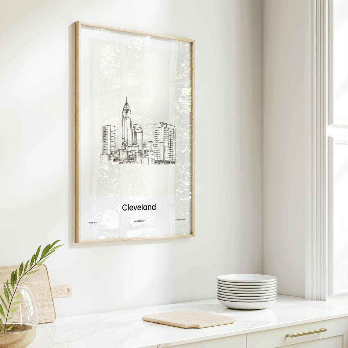 Cleveland Ohio Minimalist Line Drawing Downtown Skyline Poster - Image 6