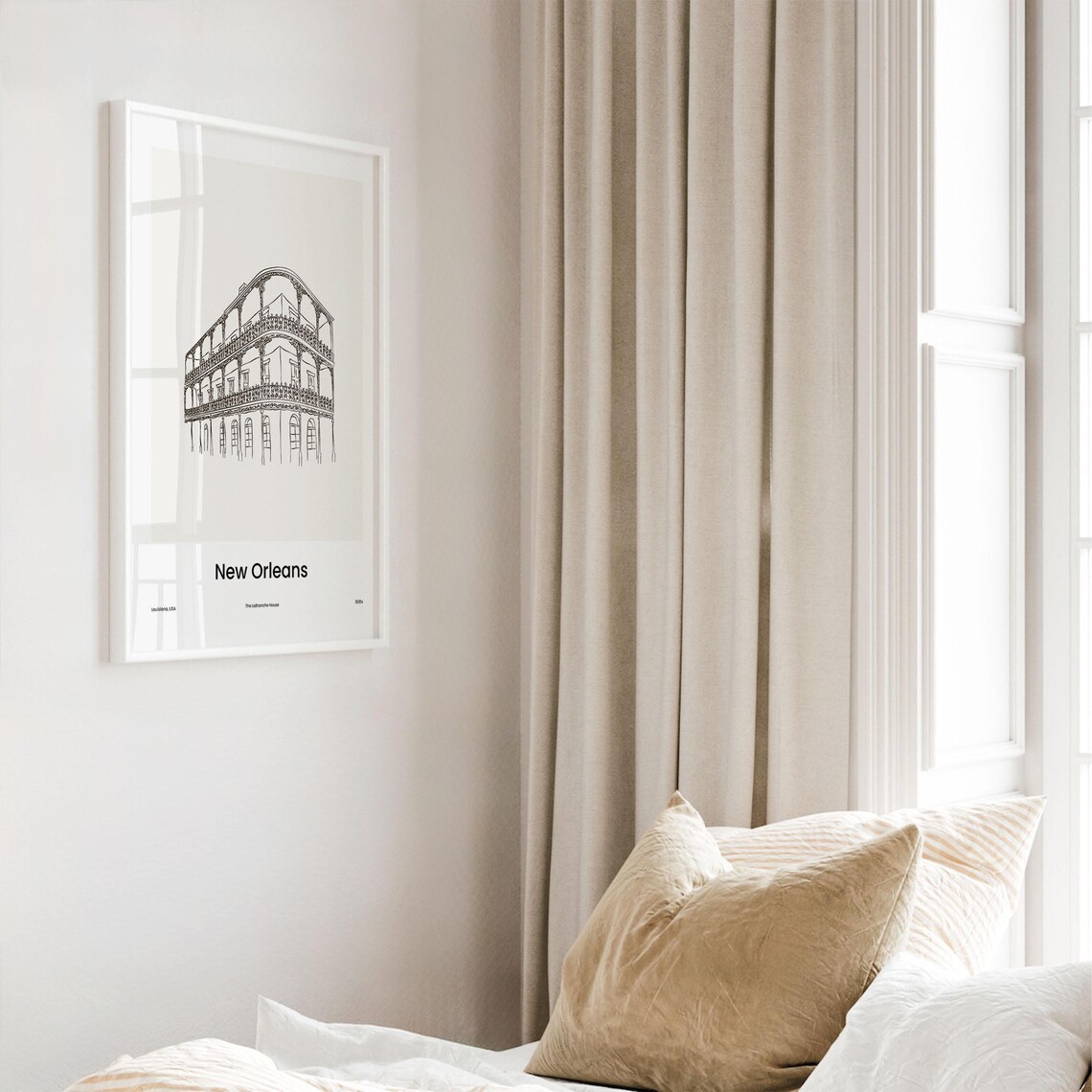 New Orleans Louisiana Historic Building Line Drawing Art Poster - Image 4