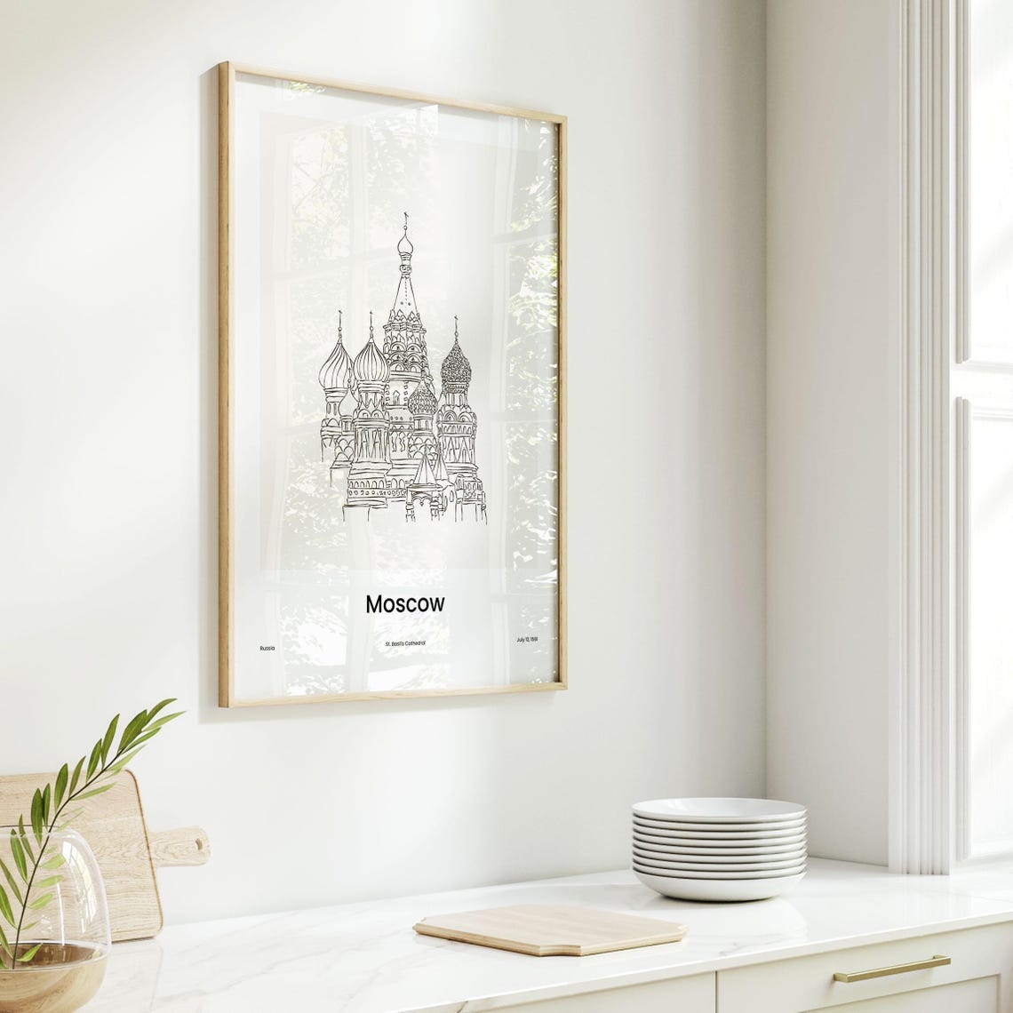 Moscow Russia Saint Basil Cathedral Line Drawing Landmark Poster - Image 6
