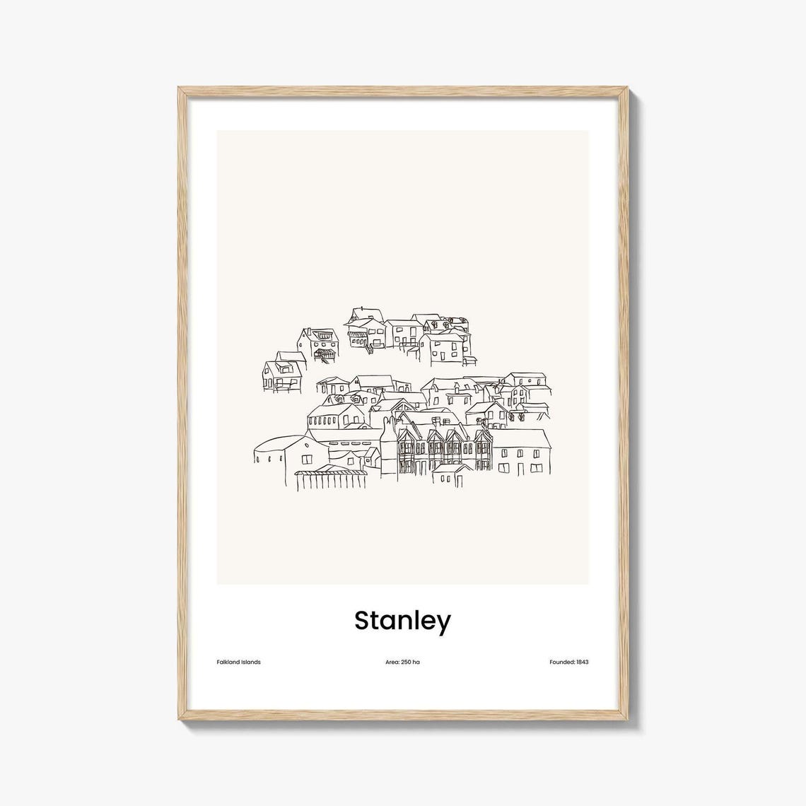Stanley Falkland Islands Minimalist Line Drawing Town Poster