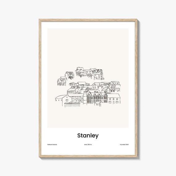 Stanley Falkland Islands Minimalist Line Drawing Town Poster