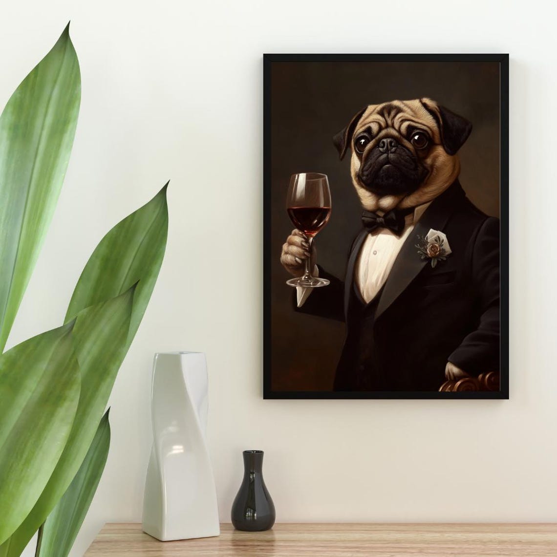 Pug In Tuxedo Poster Pet Poster Pug In Suit Print Dog Wall Art Pug Portrait Dog Living Room Poster Funny Pug Print Funny Pet Poster - Image 2