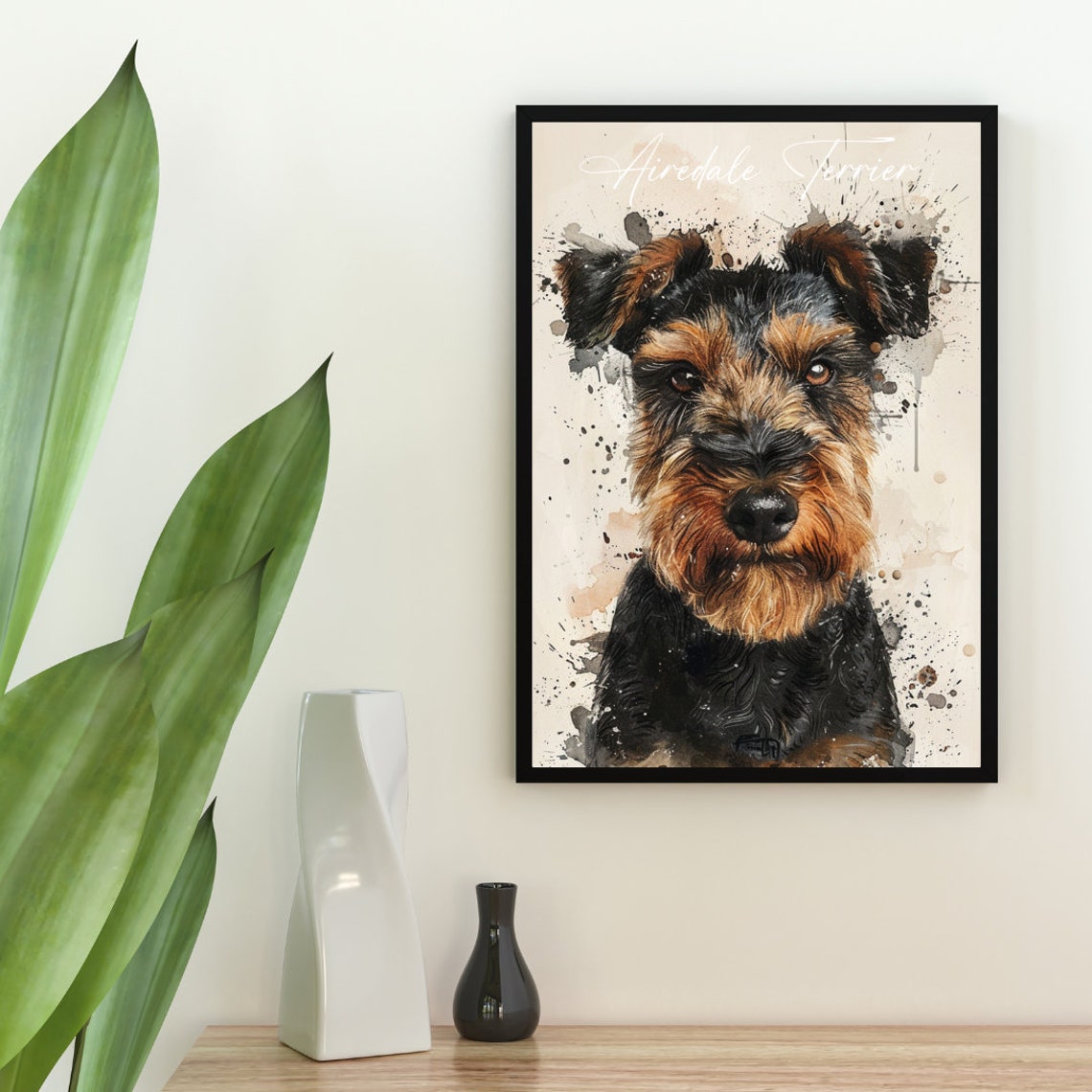 Airedale Terrier Watercolor Dog Portrait Poster for Dog Lovers Gift - Image 2