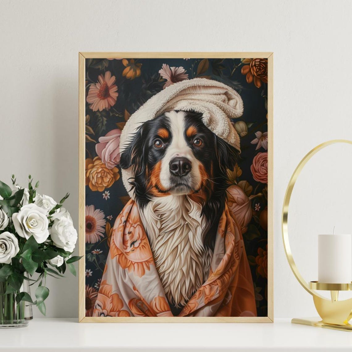 Bernese Mountain Dog Spa Day Bathrobe Towel Funny Cute Pet Poster - Image 3