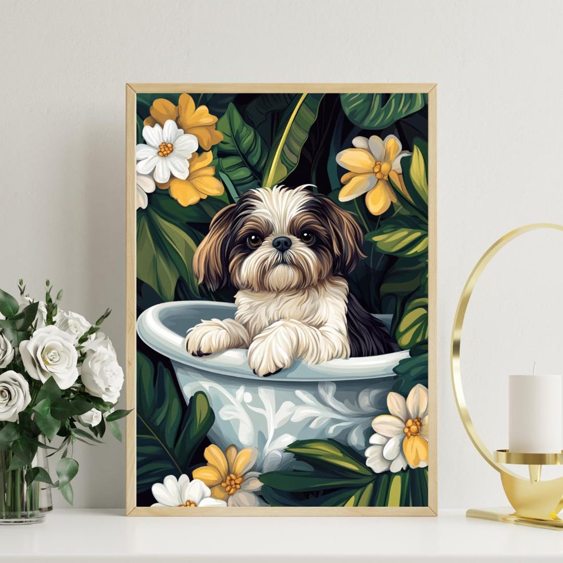 Shih Tzu In Bathtub Poster Funny Dog Poster Shih Tzu Bathroom Print Shih Tzu Bath Poster Pet Poster Dog Bathroom Wall Art Pet Wall Art - Image 3