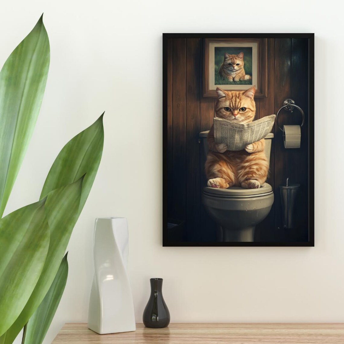 Exotic Shorthair On Toilet Poster Cat Poster Exotic Shorthair Bathroom Print Cat Wall Art Exotic Shorthair Portrait Cat Bathroom Poster - Image 2