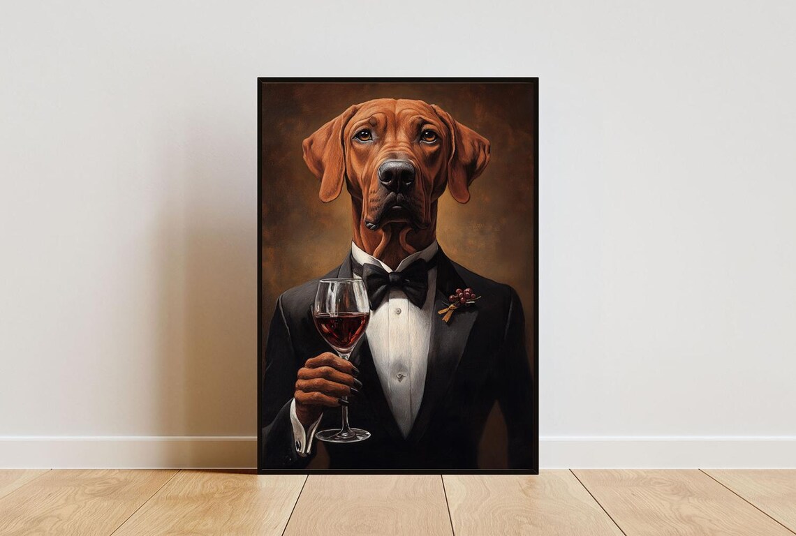 Rhodesian Ridgeback in Tuxedo Poster Print