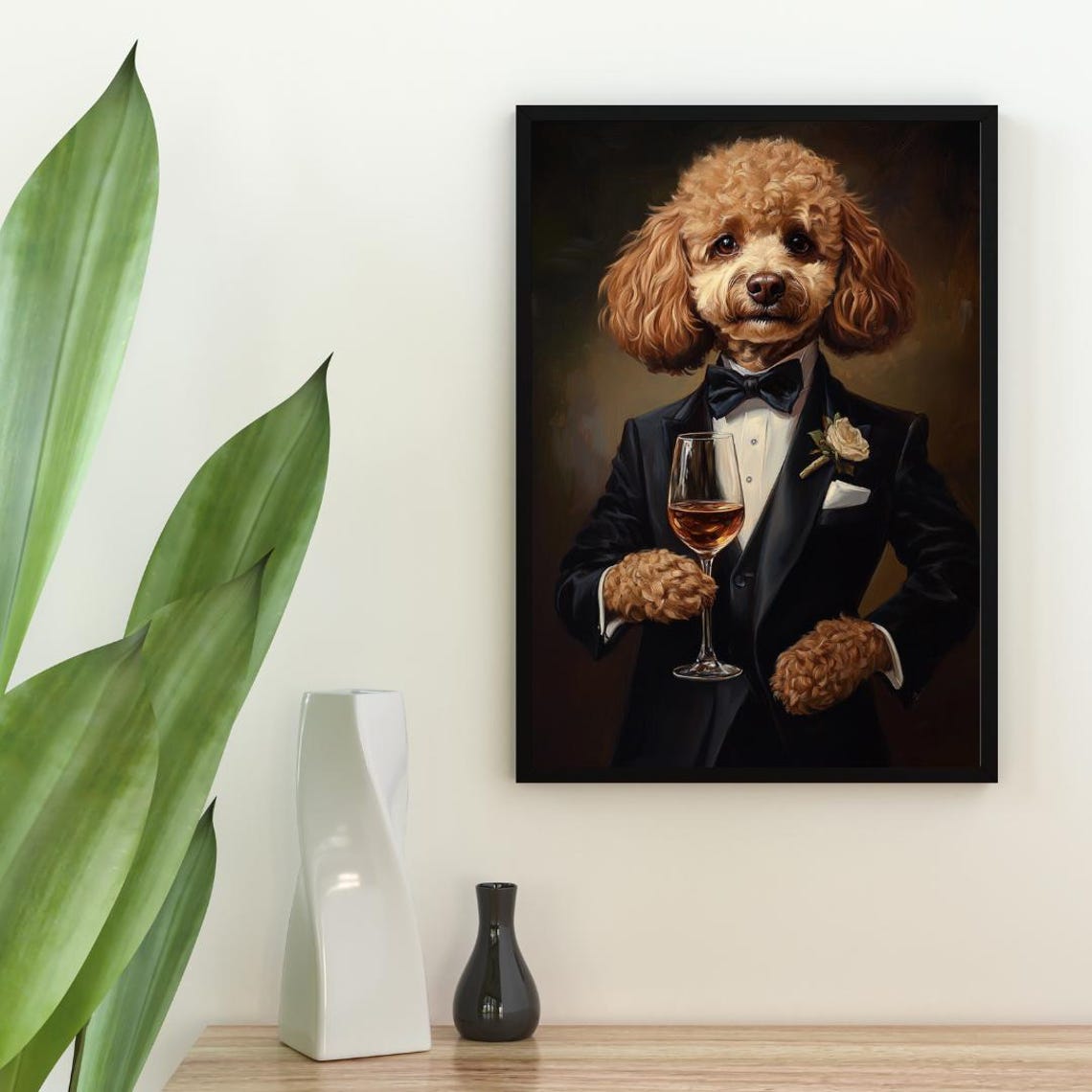 Poodle In Tuxedo Poster Dog Poster Poodle In Suit Print Poodle Dog Wall Art Poodle Portrait Dog Living Room Poster Funny Poodle Art - Image 2