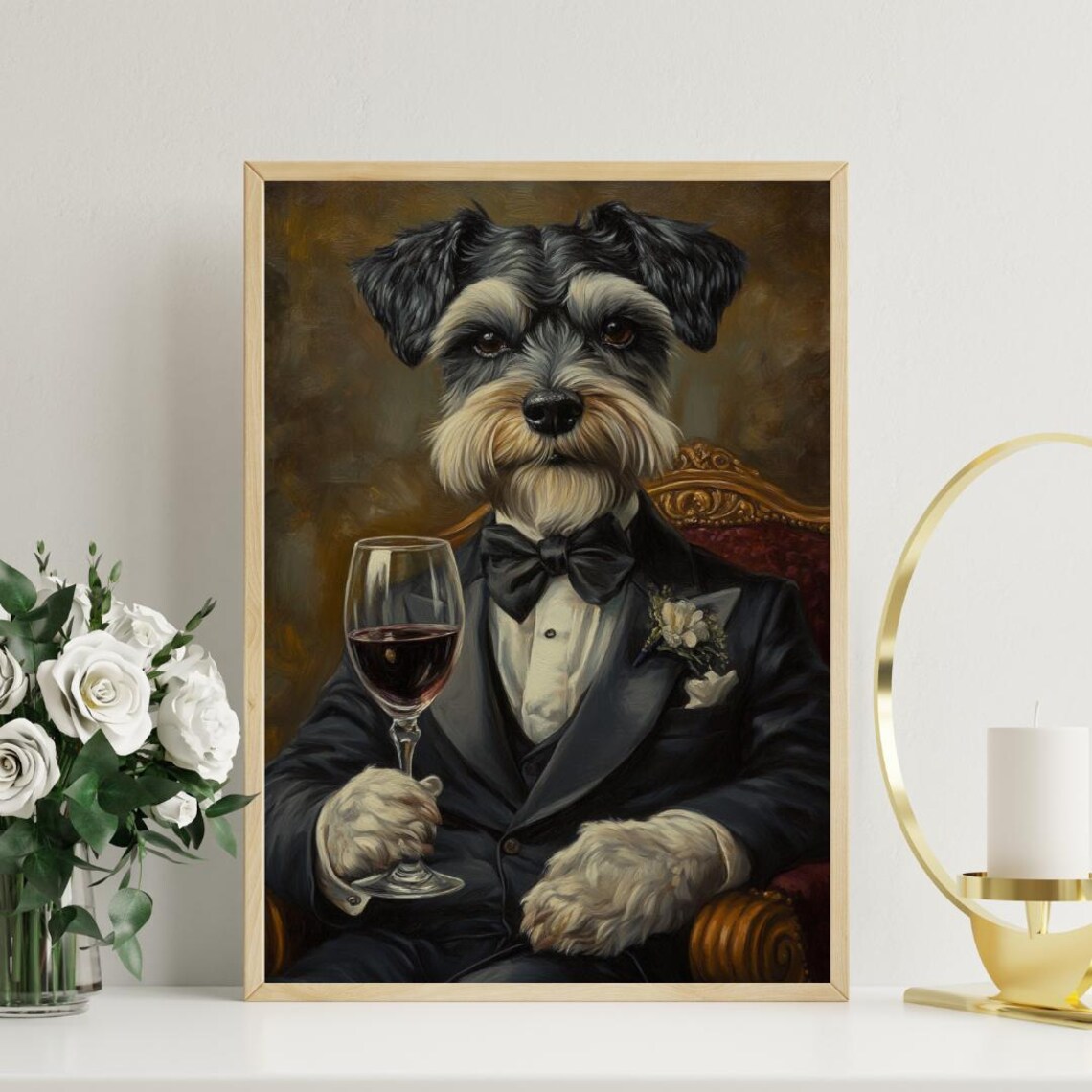 Miniature Schnauzer In Tuxedo Dog Art Print - Image 3