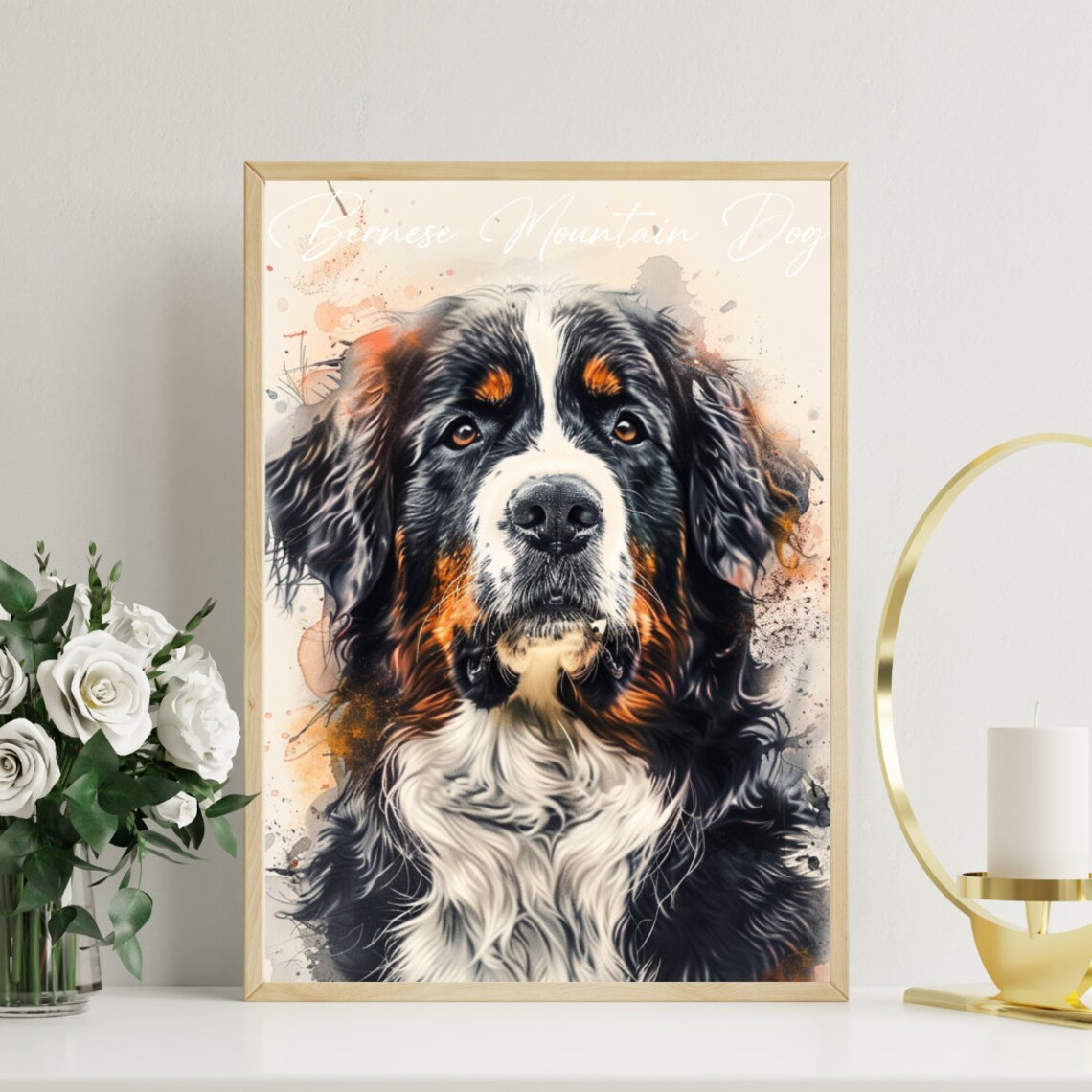 Bernese Mountain Dog Poster Dog Poster Bernese Mountain Dog Print Dog Wall Art Bernese Mountain Dog Watercolour Dog Dog Portrait - Image 3