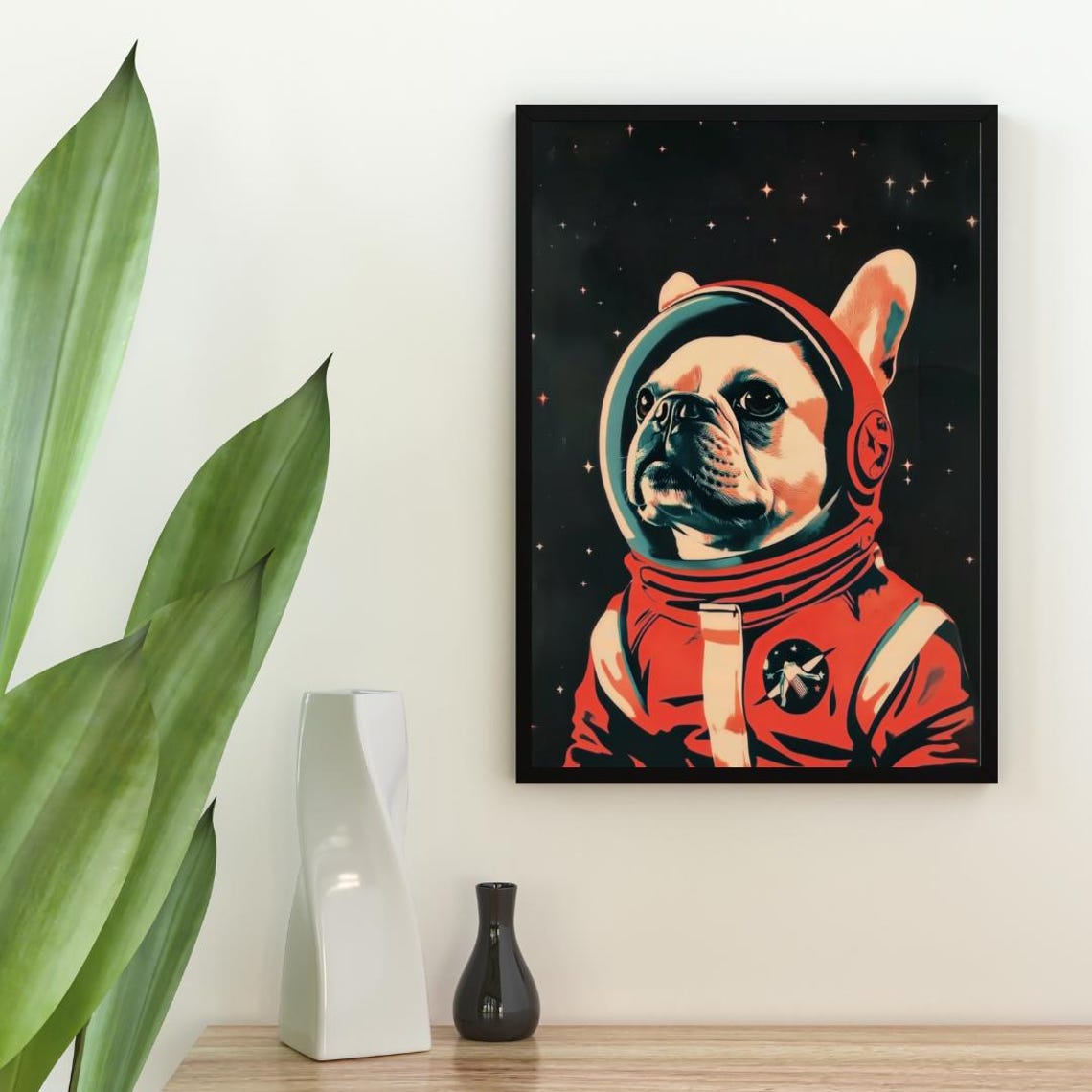 French Bulldog Astronaut Retro Space Dog Pop Art Poster Gift Idea - Image 2