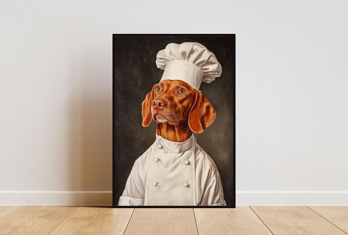 Vizsla In Chef's Hat Animal Kitchen Poster