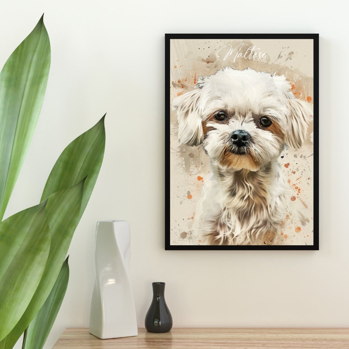 Maltese Dog Watercolor Portrait Small White Dog Breed Art Poster - Image 2