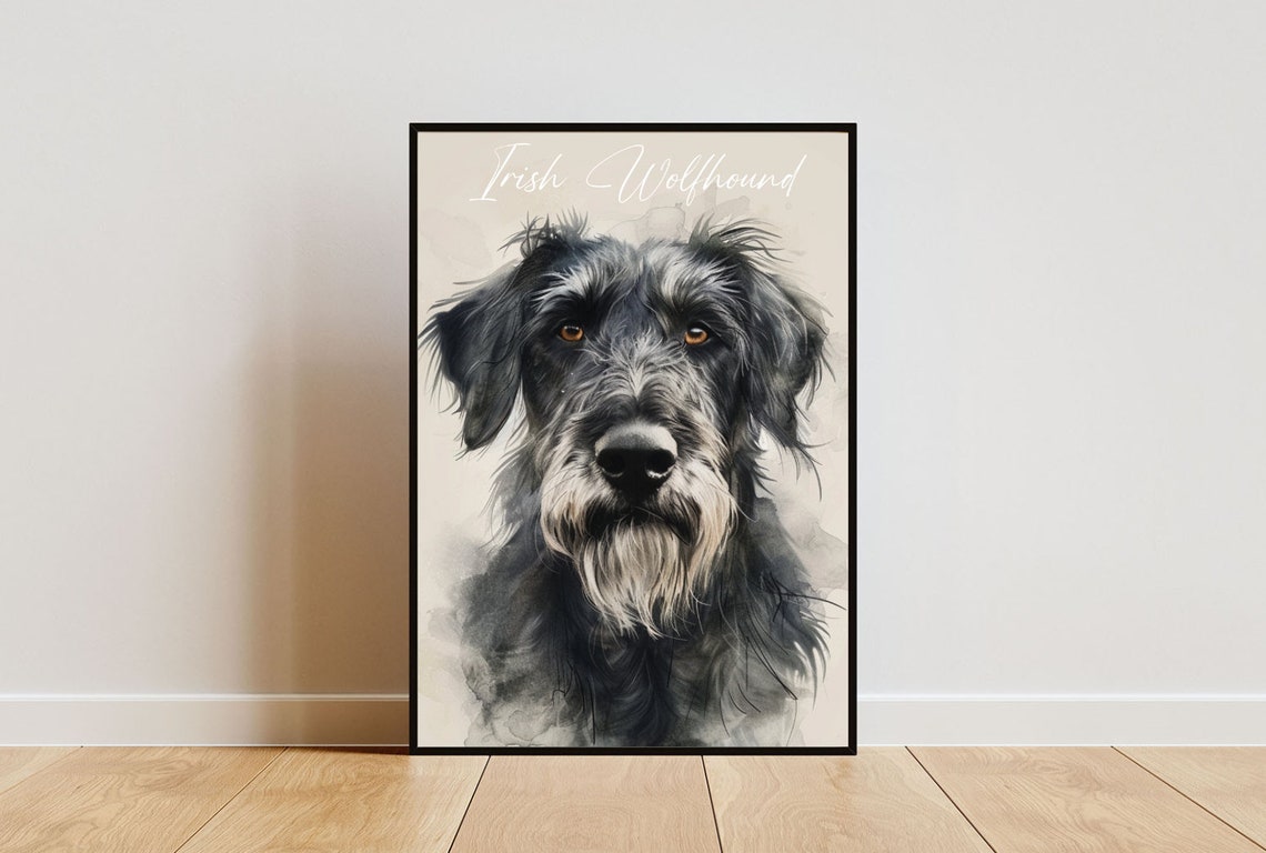 Irish Wolfhound Watercolor Portrait Poster for Dog Lovers Decor