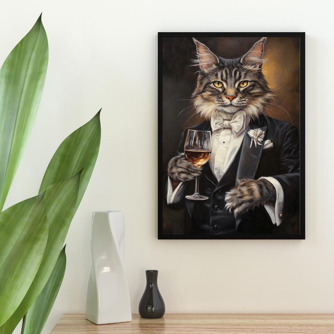Maine Coon In Tuxedo Poster Pet Poster Maine Coon In Suit Print Maine Coon Portrait Funny Maine Coon Art Funny Pet Print Cat Print - Image 2