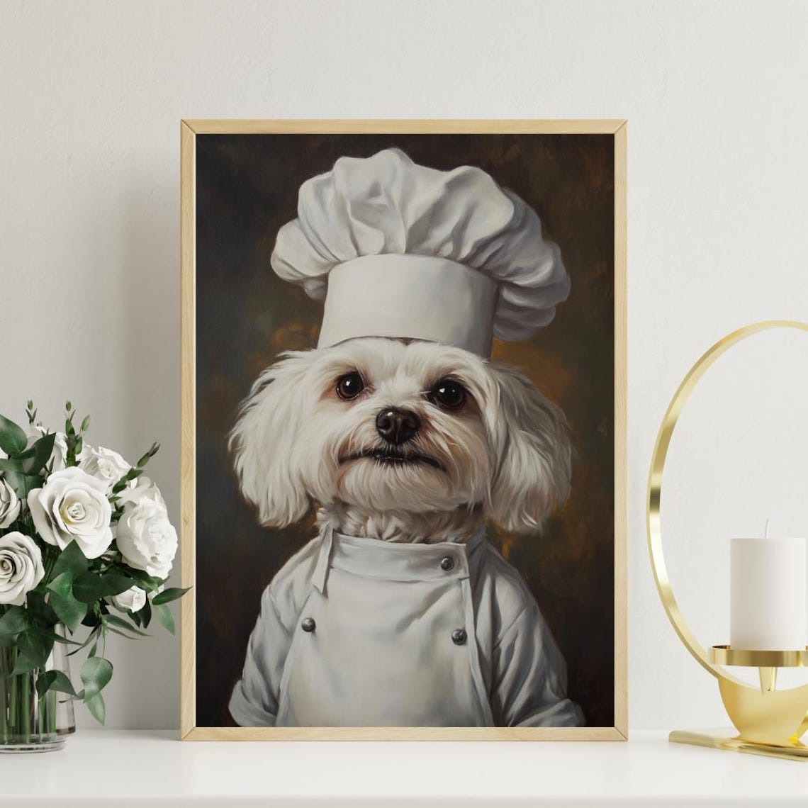 Maltese Chef Dog Portrait Poster Funny Small Dog Kitchen Decor Gift - Image 3