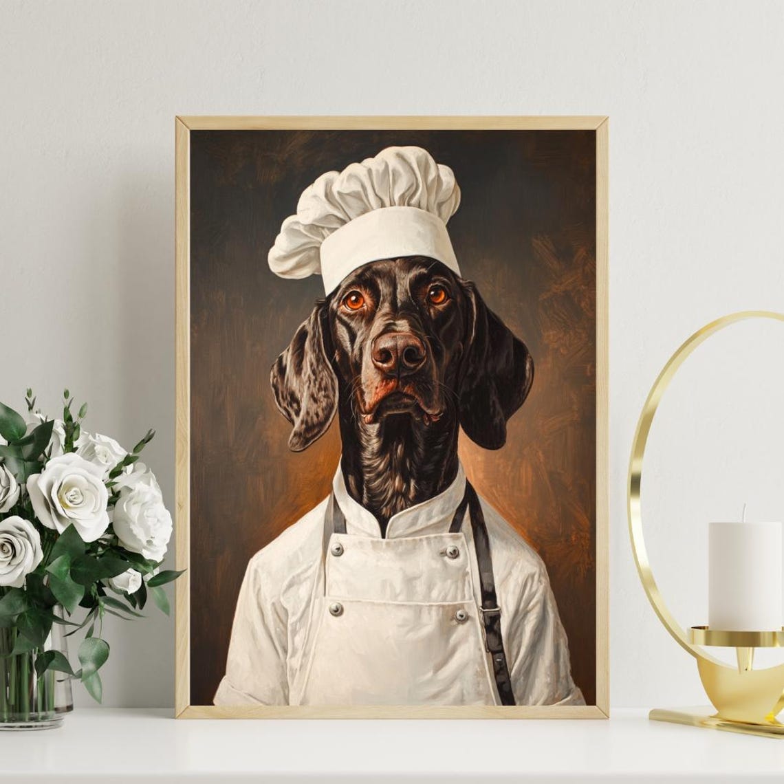 German Shorthaired Pointer In Chefs Hat Poster Pet Print German Shorthaired Pointer In Apron Print Funny Dog Wall Art Dog Kitchen Poster - Image 3