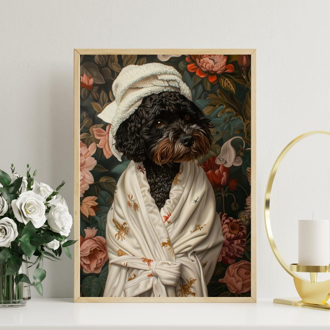 Portuguese Water Dog In Bathrobe Poster Dog Poster Portuguese Water Dog Bathroom Print Dog Wall Art Portuguese Water Dog Portrait Pet - Image 3