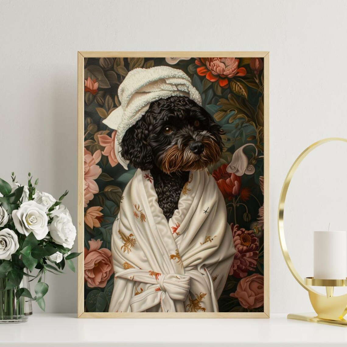 Portuguese Water Dog In Bathrobe Spa Day Funny Curly Dog Poster - Image 3