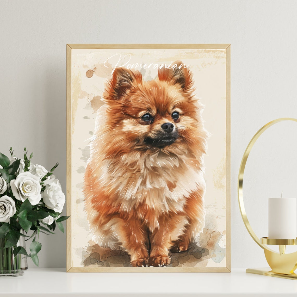 Pomeranian Poster Dog Poster Pomeranian Print Dog Wall Art Personalised Dog Photo Dog Pomeranian Watercolour Custom Pet Portrait - Image 3