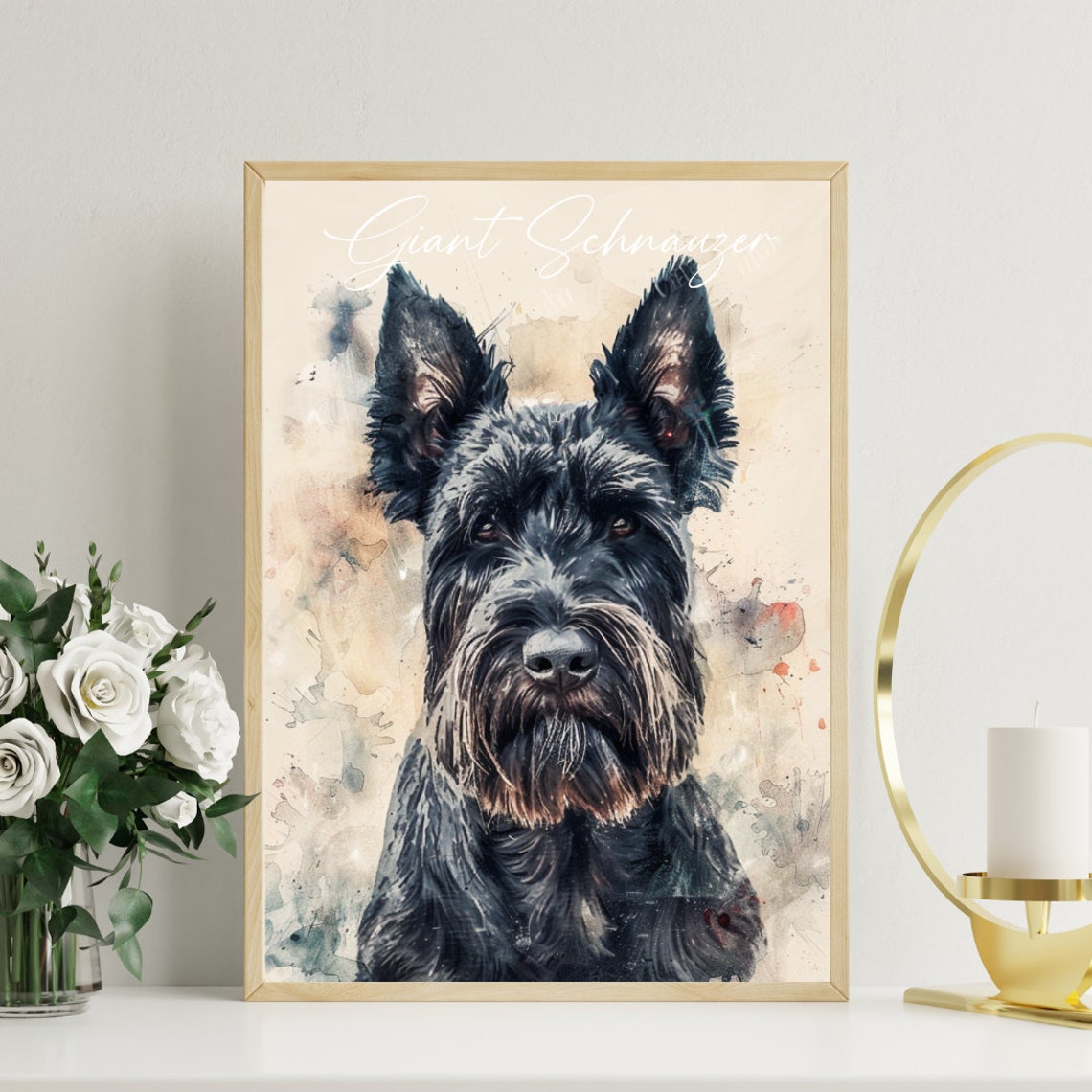 Giant Schnauzer Poster Dog Poster Giant Schnauzer Print Dog Wall Art Personalised Dog Photo Giant Schnauzer Watercolour Pet Portrait - Image 3