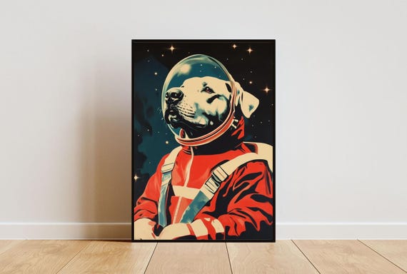 Mastiff Astronaut Poster Mastiff Retro Print Mastiff Portrait Dog Retro Space Poster Funny Dog Poster Andy Warhol Style Poster Vintage