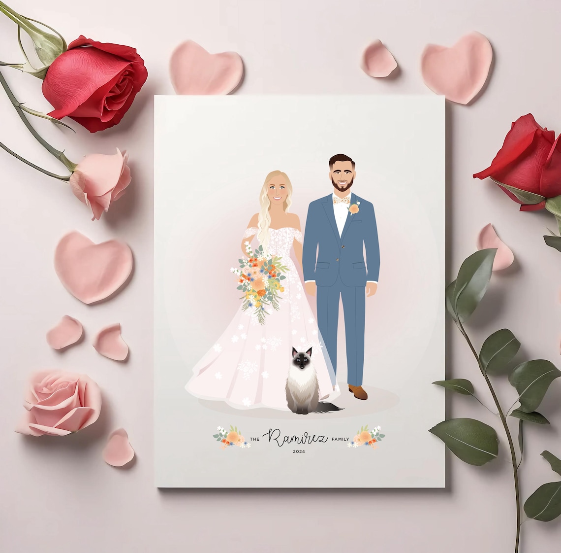 Personalized Couple Illustration, Valentine Gift For Her - Image 5