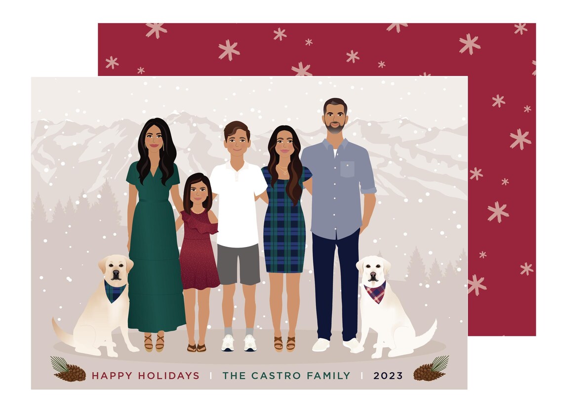 Custom Couple Holiday Card with Cats and Christmas Tree Poster - Image 2