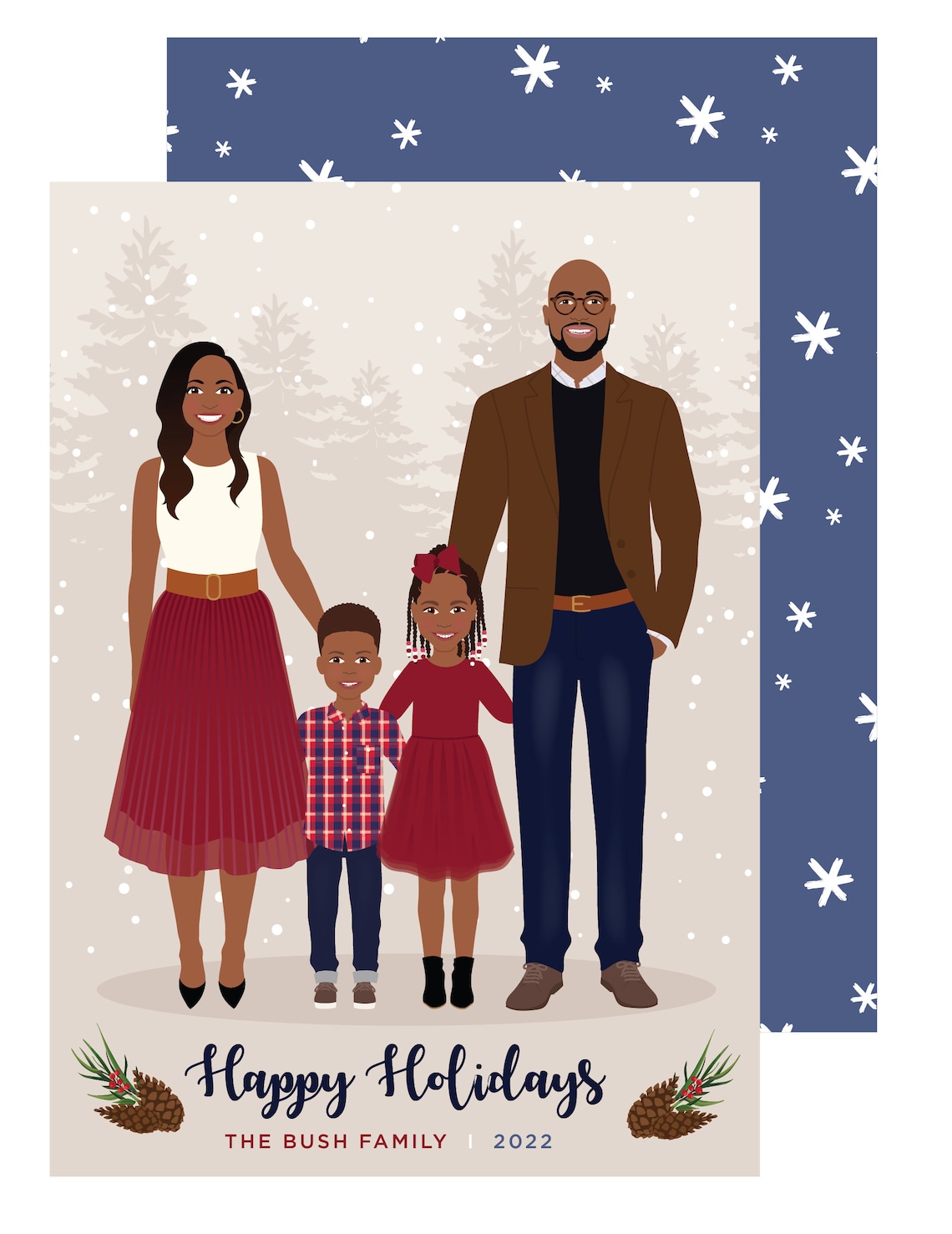 Custom Family Holiday Card with Snowy Mountain Scene Design Poster - Image 4