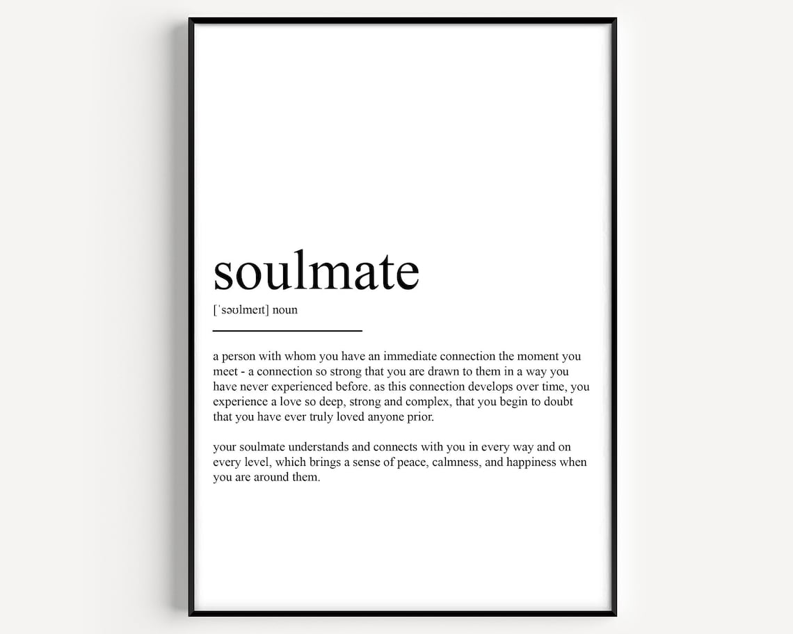 Soulmate Definition Art Print, Typography Quote