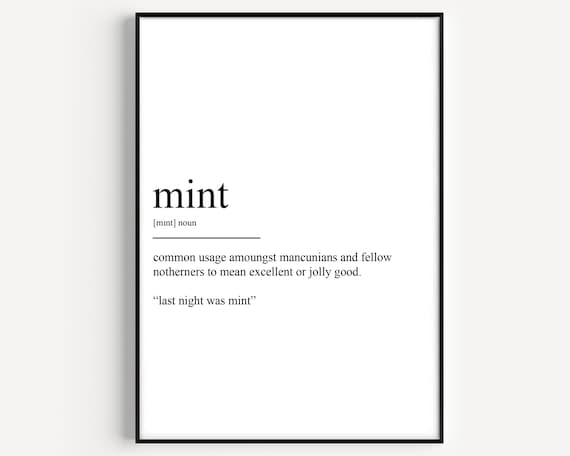 Funny Mint British Slang Mancunian Definition Word Art Poster
