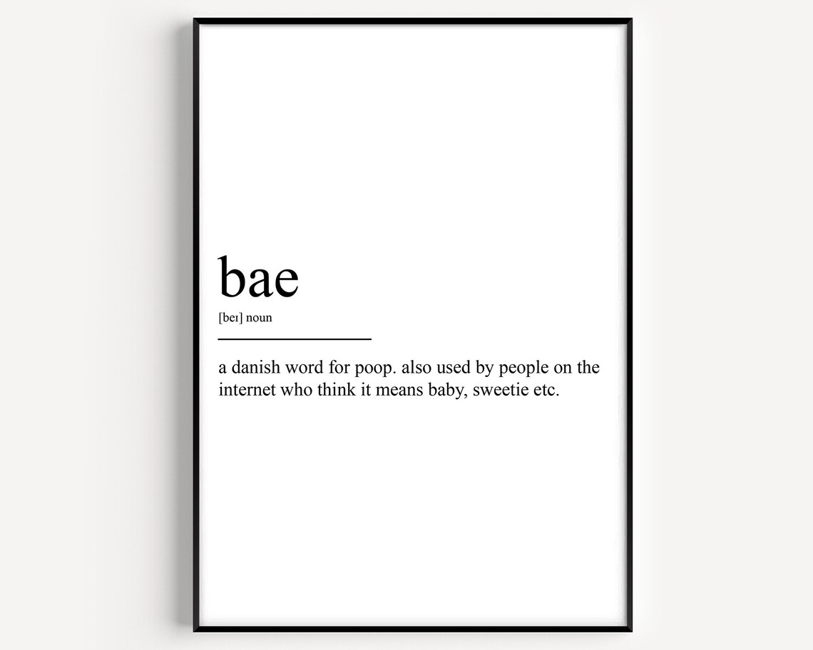 Funny Bae Definition Dictionary Style Quote Poster For Couples And Friends