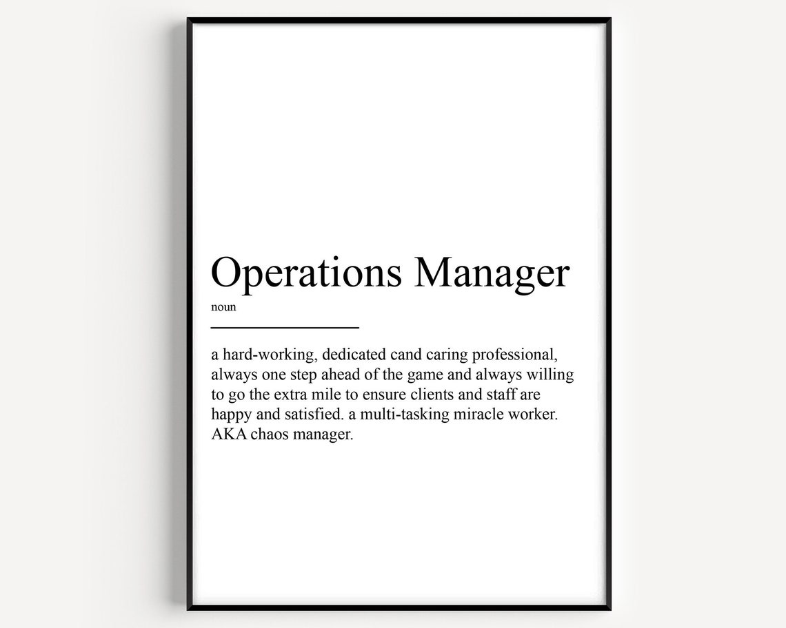 Operations Manager Definition Dictionary Style Appreciation Poster