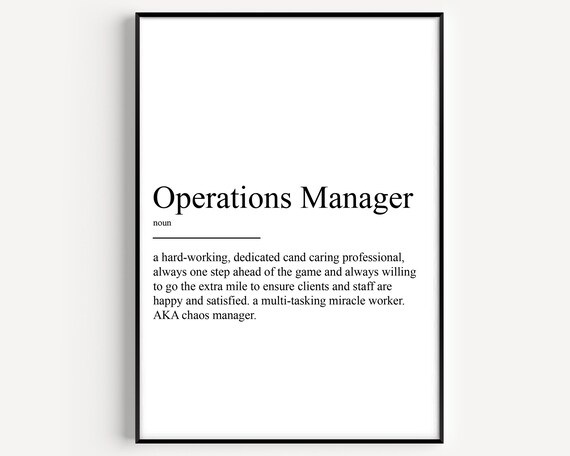 Operations Manager Definition Dictionary Style Appreciation Poster