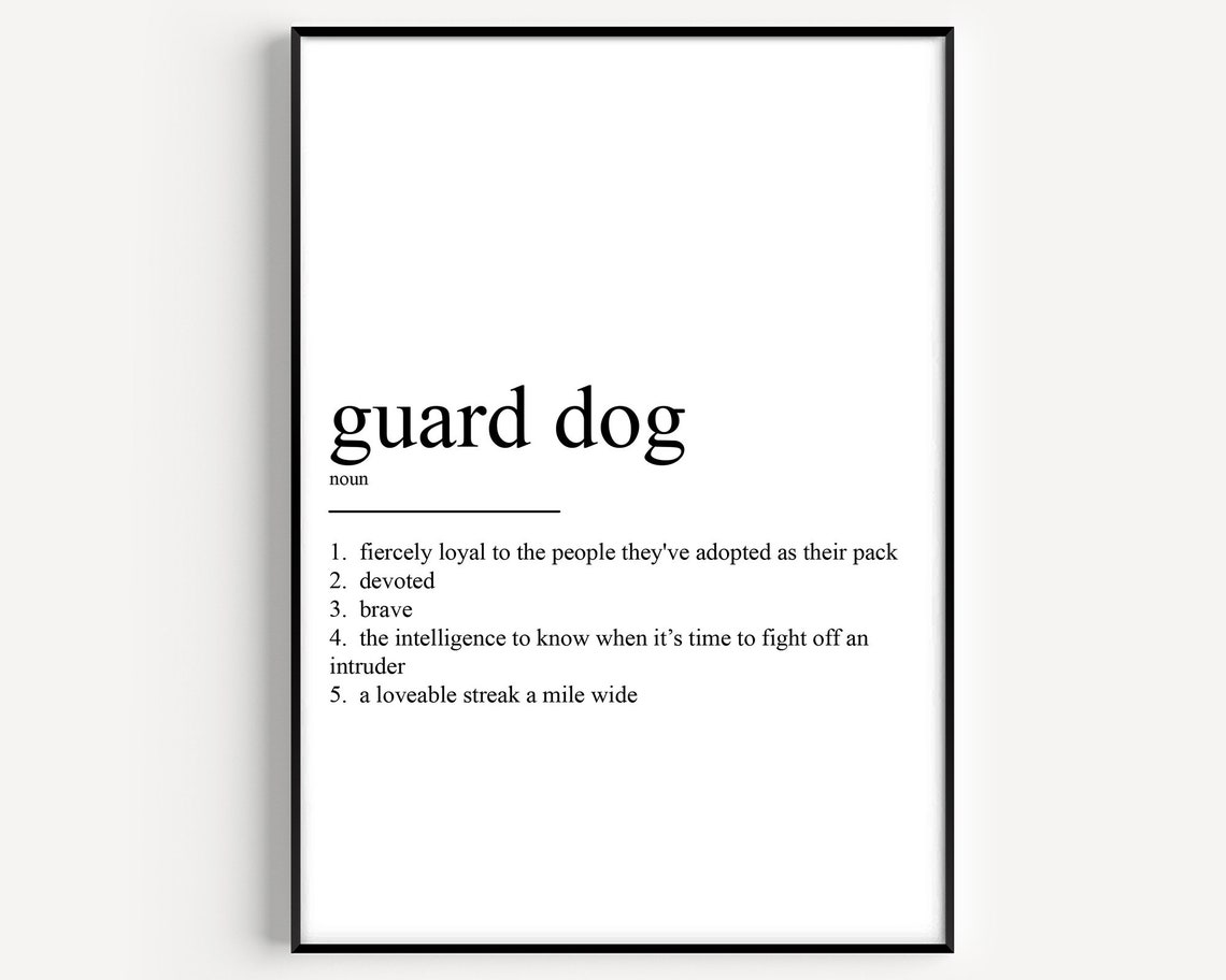 Guard Dog Definition Loyal Brave Funny Minimalist Dictionary Poster