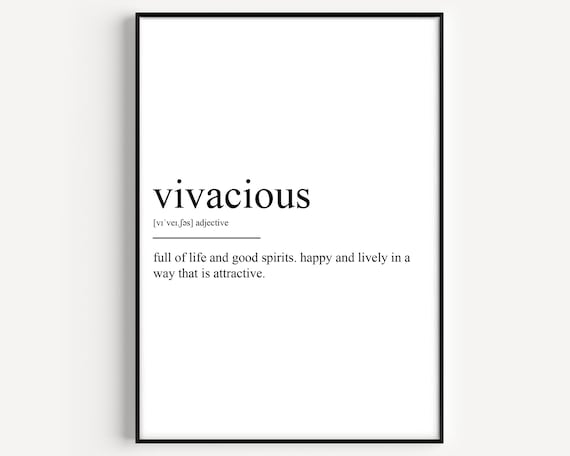 Vivacious Definition Dictionary Style Positive Adjective Word Art Poster