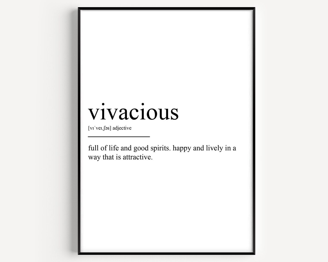 Vivacious Definition Dictionary Style Positive Adjective Word Art Poster
