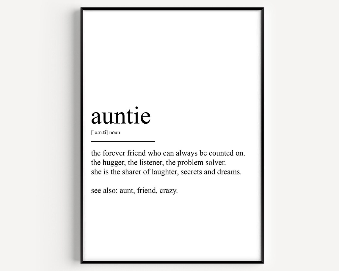 Auntie Definition Art Print, Typography Quote