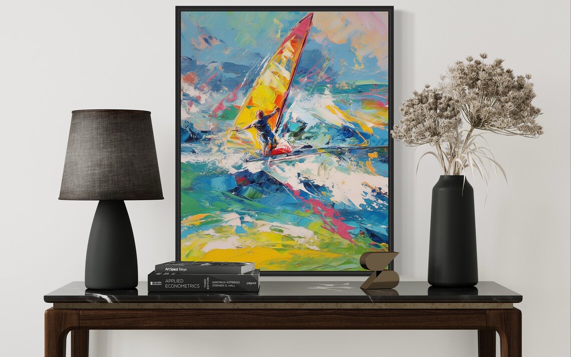 Wind Surfing Abstract Painting Art Print Colorful Abstract Wall Art Poster - Image 2