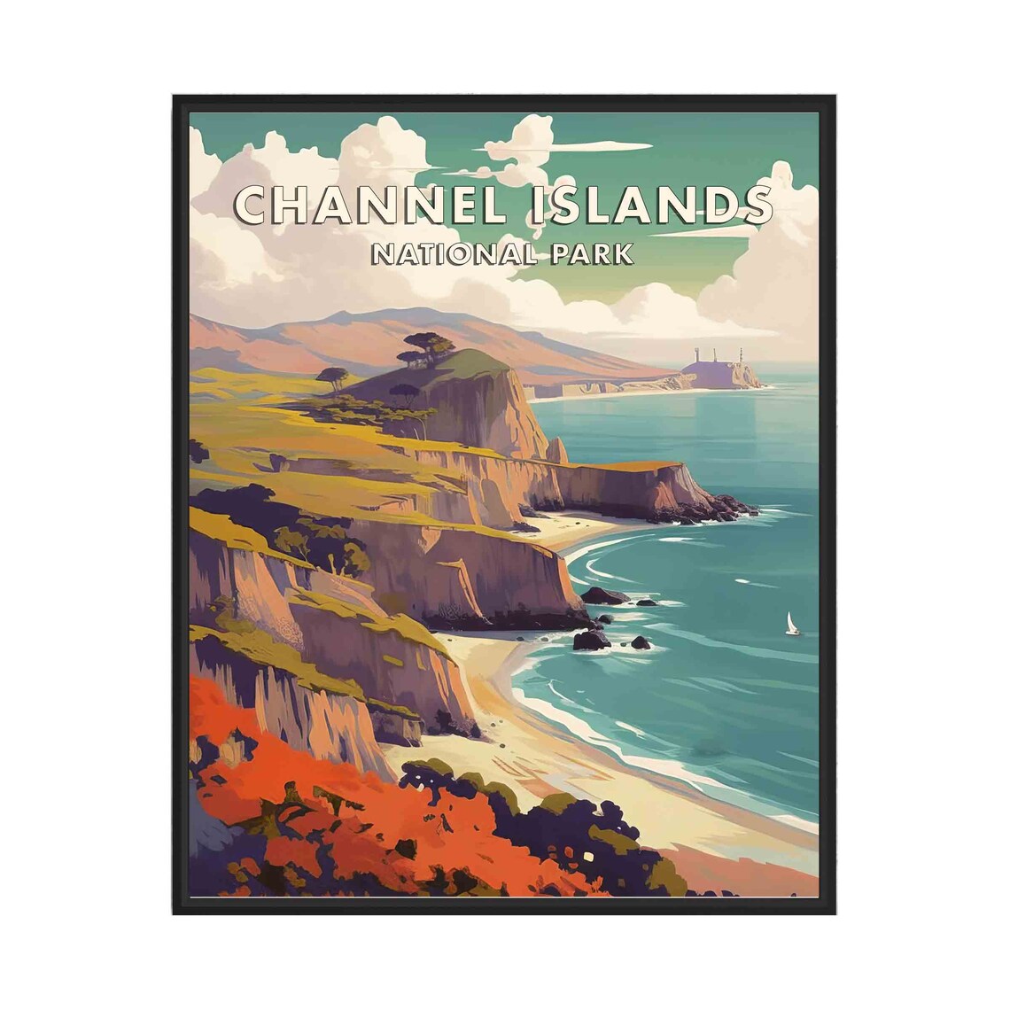 Channel Islands National Park Golden Coastal Cliffs Travel Poster