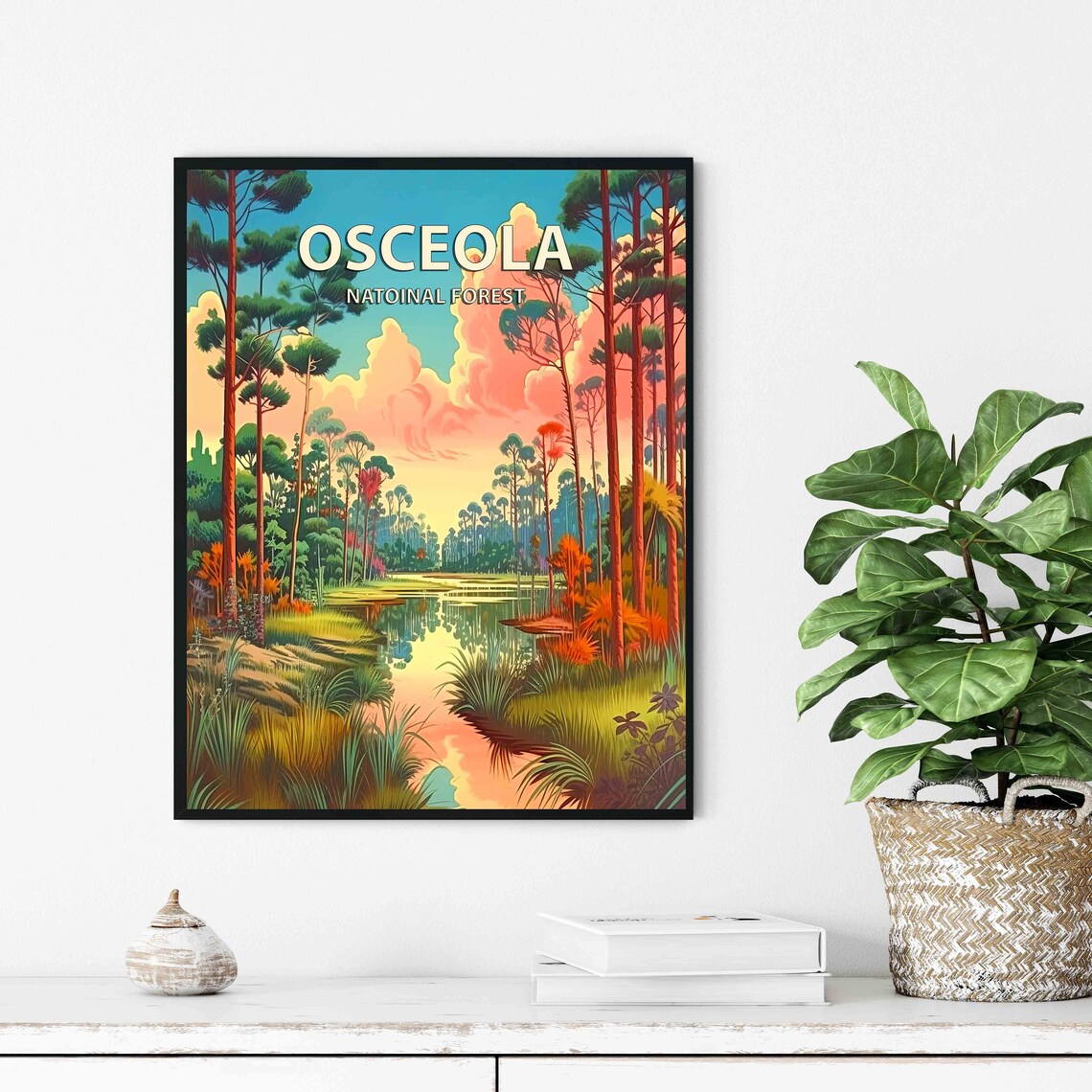 Osceola National Forest Pine Wetland Sunrise Retro Travel Poster - Image 2