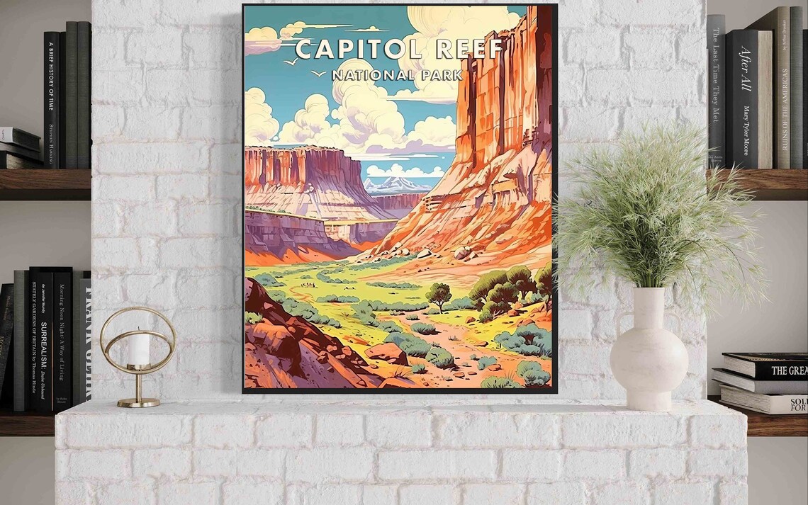 Capitol Reef National Park Red Rock Canyon Retro Travel Poster - Image 3
