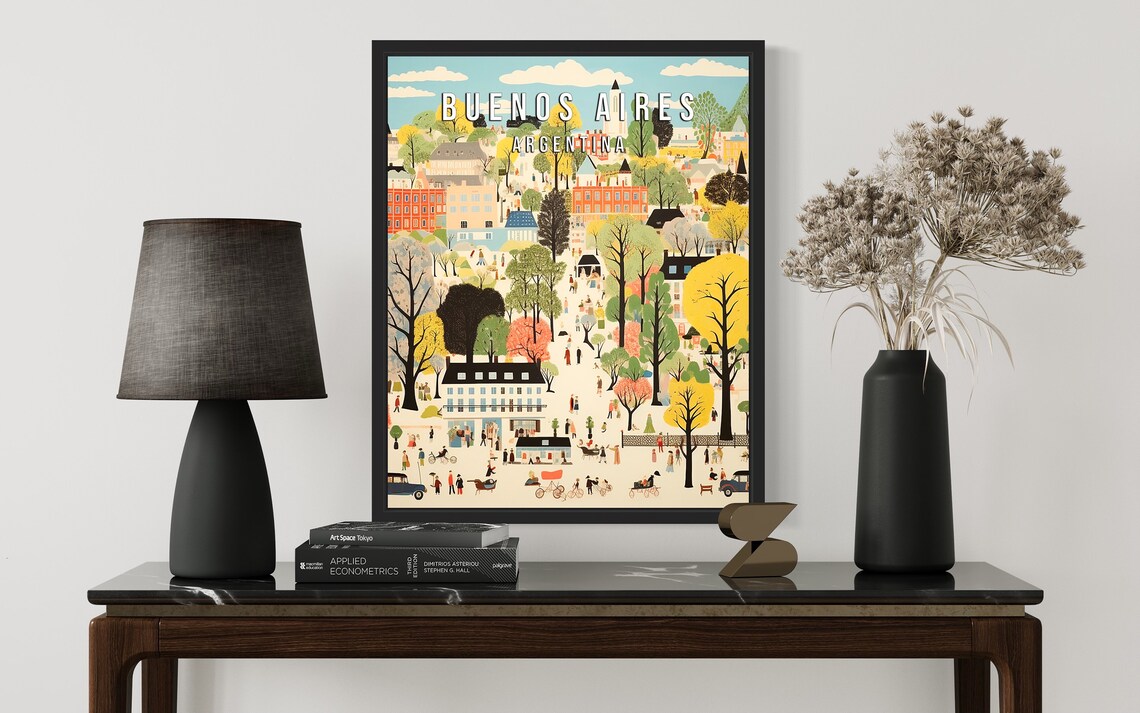 Buenos Aires Argentina Autumn Park Trees Retro Travel Poster - Image 3