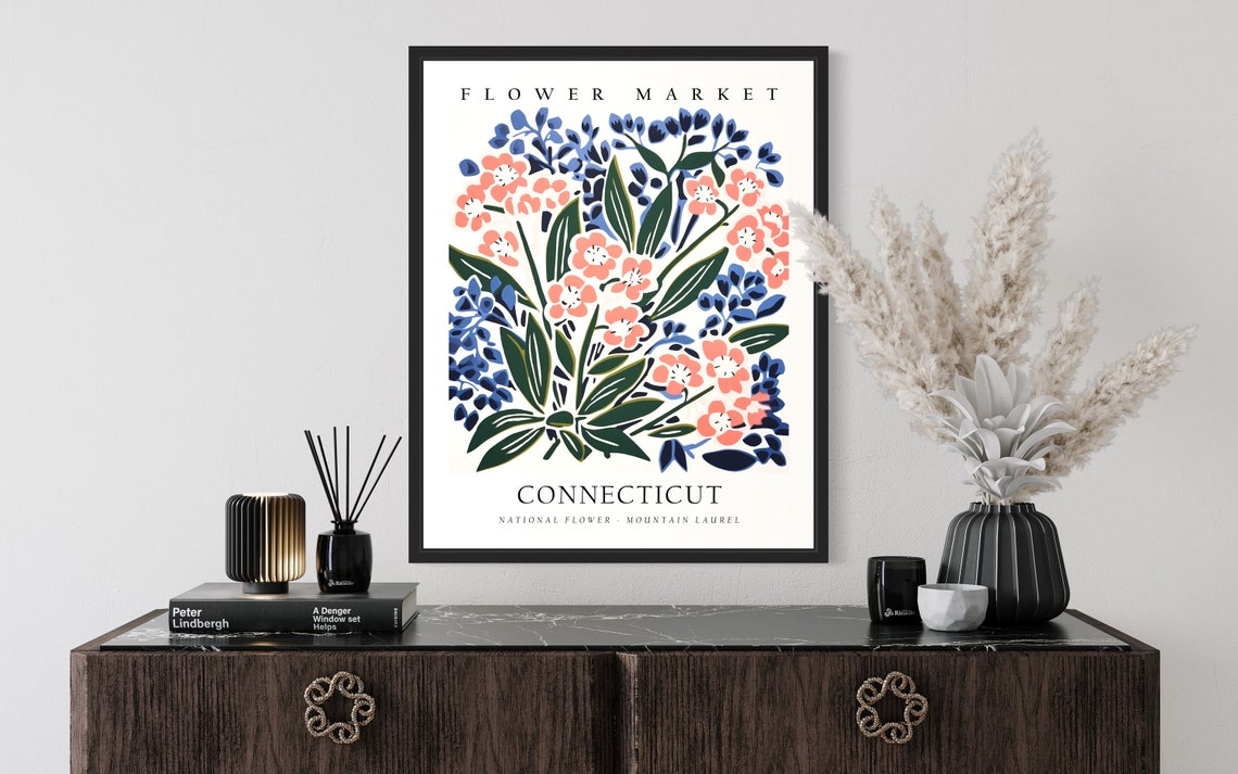 Connecticut Mountain Laurel Flower Market Botanical Art Poster - Image 2